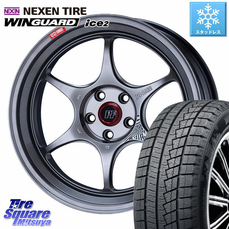 NEXEN WINGUARD ice2 2025年製 スタッドレス ミツヤ ネクセン ウィンガードアイス2 245/45R18ENKEI エンケイ PerformanceLine PF06 シルバー ホイール 18インチ 18X8.5J 48 5穴 114.3 フーガ FUGA 日産|タイヤスクエアミツヤ