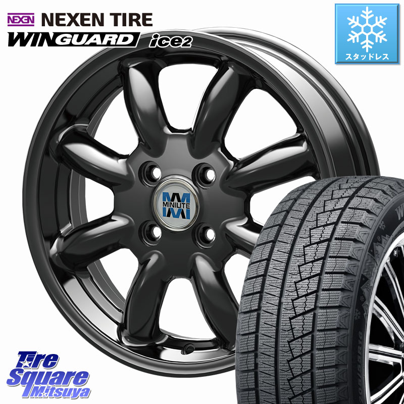 NEXEN WINGUARD ice2 2025年製 ネクセン ウィンガードアイス2 スタッドレスタイヤ 165/70R14 KOSEI MINILITE ブラック ホイール 14インチ ミニライト 14 X 4.5J +45 4穴 100 Mx27/37/47Sソリオ・デリカD2 ハスラー MAx6S系ソリオ