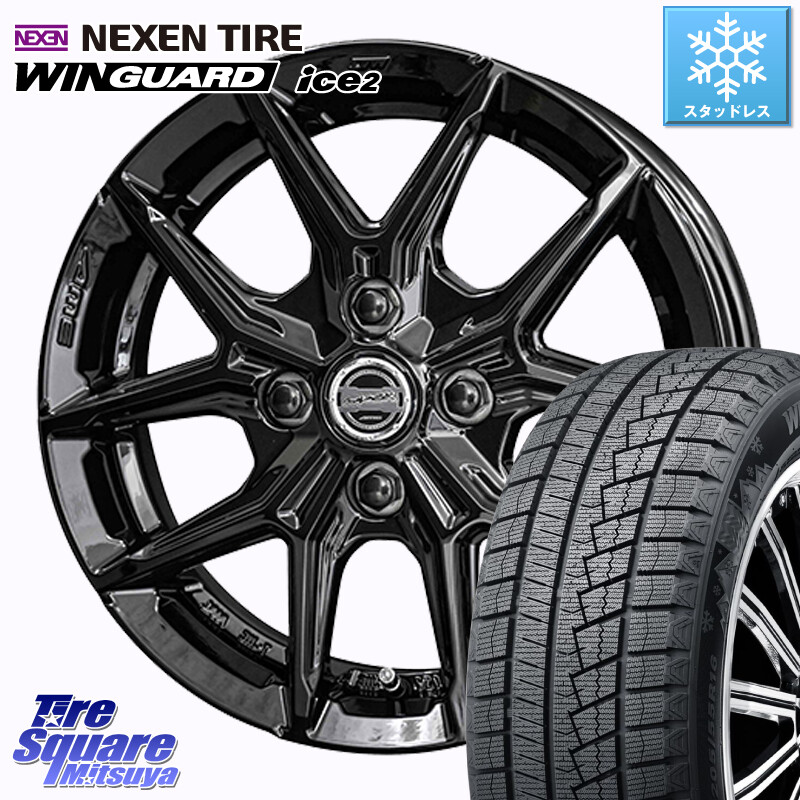 NEXEN WINGUARD ice2 2025年製 スタッドレス ミツヤ ネクセン ウィンガードアイス2 175/70R14KYOHO SMACK IG-TEC スマック ホイール 14インチ グロスブラック 14X4.5J 45 4穴 100 Mx27/37/47Sソリオ・MB37SデリカD2 デリカD:2 D2｜タイヤスクエアミツヤ