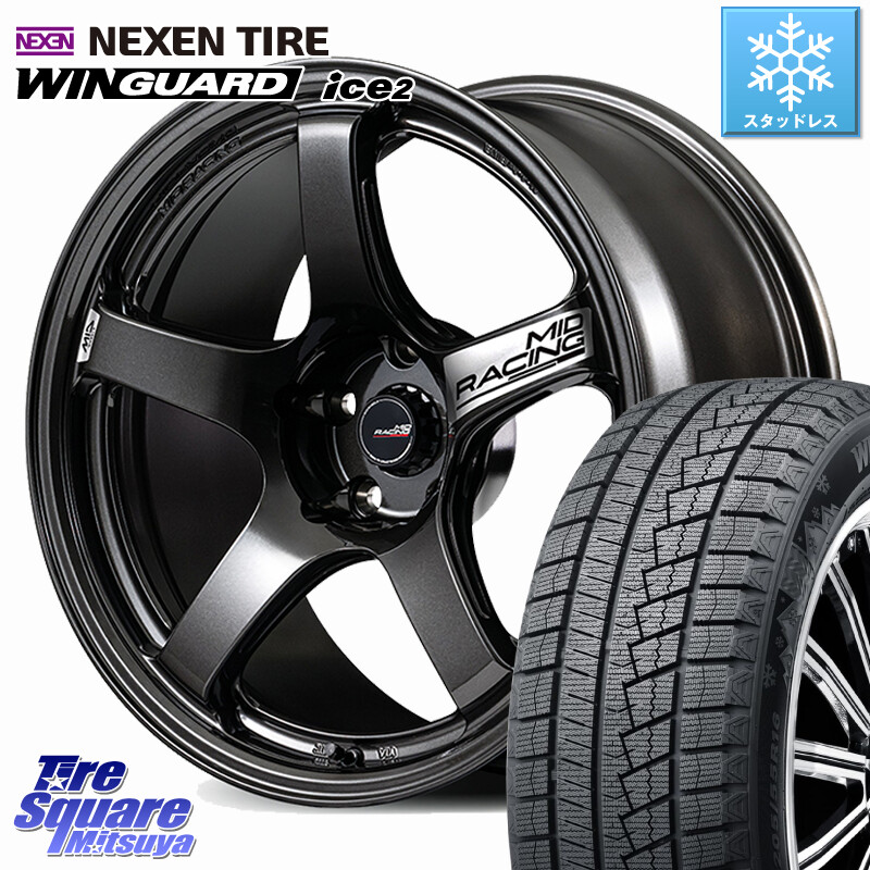 NEXEN WINGUARD ice2 2025年製 ネクセン ウィンガードアイス2 スタッドレスタイヤ 225/55R17MANARAY MID RACING R50 EVO ホイール 17インチ 17X7.5J 48 5穴 114.3 MAZDA6|タイヤスクエアミツヤ