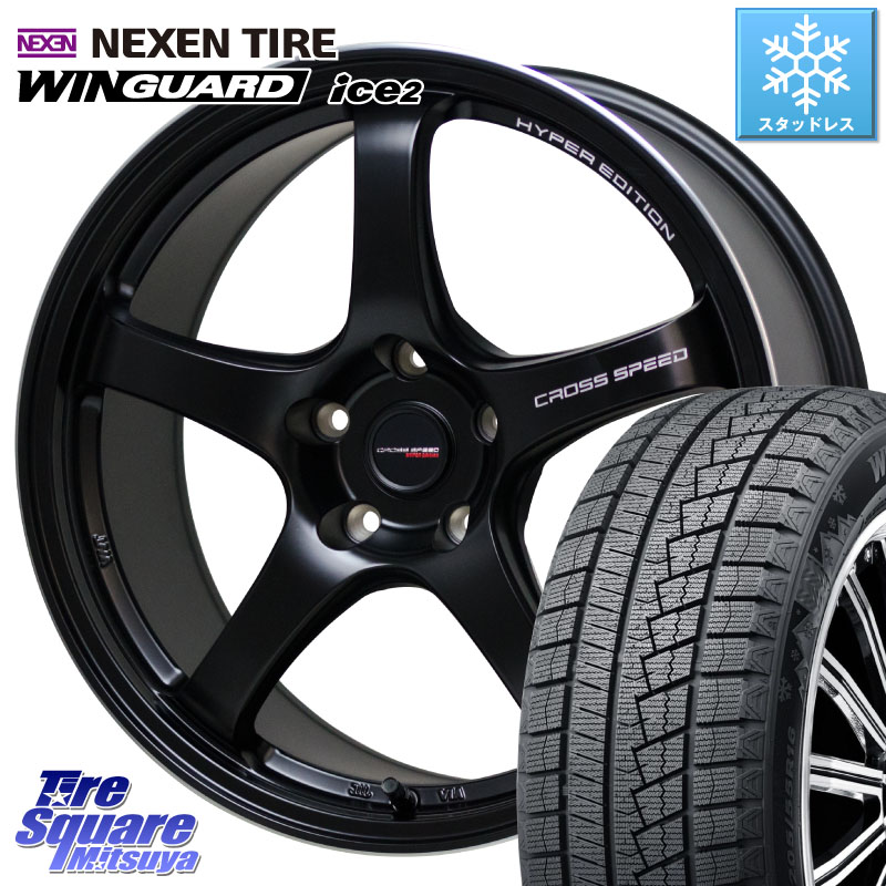 NEXEN WINGUARD ice2 2025年製 スタッドレス ミツヤ ネクセン ウィンガードアイス2 225/45R18 HotStuff クロススピード CR5 CR-5 軽量 BK ホイール 18インチ 18 X 7.5J +48 5穴 114.3 プリウスアルファ P15キックス リーフ RP6～8ステップワゴン CX-3 レヴォーグ RC系オ