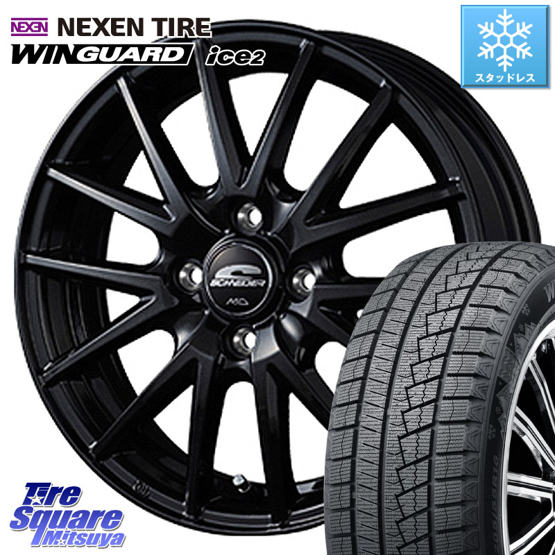 NEXEN WINGUARD ice2 2025年製 スタッドレス ミツヤ ネクセン ウィンガードアイス2 175/65R14 MANARAY MID SCHNEIDER SQ27 ブラック ホイール 14インチ 14 X 5.5J +38 4穴 100 E11ノート