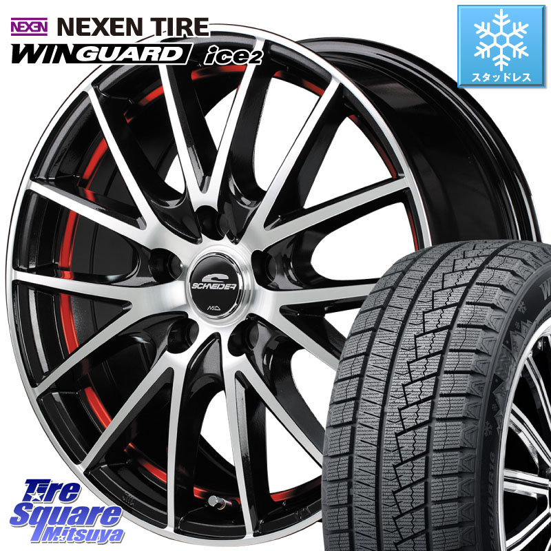 NEXEN WINGUARD ice2 2025年製 スタッドレス ミツヤ ネクセン ウィンガードアイス2 225/50R17 MANARAY MID SCHNEIDER シュナイダー RX27 RX-27 ホイール 4本 17インチ 17 X 7.0J +48 5穴 114.3 WRX S4(VBH)