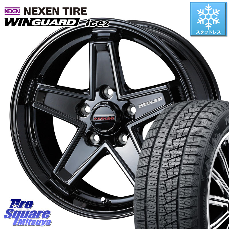 NEXEN WINGUARD ice2 2025年製 スタッドレス ミツヤ ネクセン ウィンガードアイス2 225/45R17 WEDS KEELER TACTICS ブラック ホイール 4本 17インチ キーラー タクティクス 17 X 7.0J +38 5穴 114.3 GRヤリスRSノーマルキャリパー