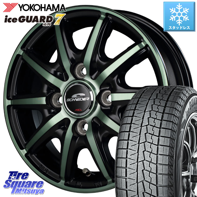 YOKOHAMA R7119 ice GUARD7 IG70 アイスガード スタッドレス ミツヤ 165/70R14 MANARAY MID SCHNEIDER RX10-K GREEN 14インチ 14 X 4.5J +45 4穴 100 Mx27/37/47Sソリオ・デリカD2 ハスラー MAx6S系ソリオ