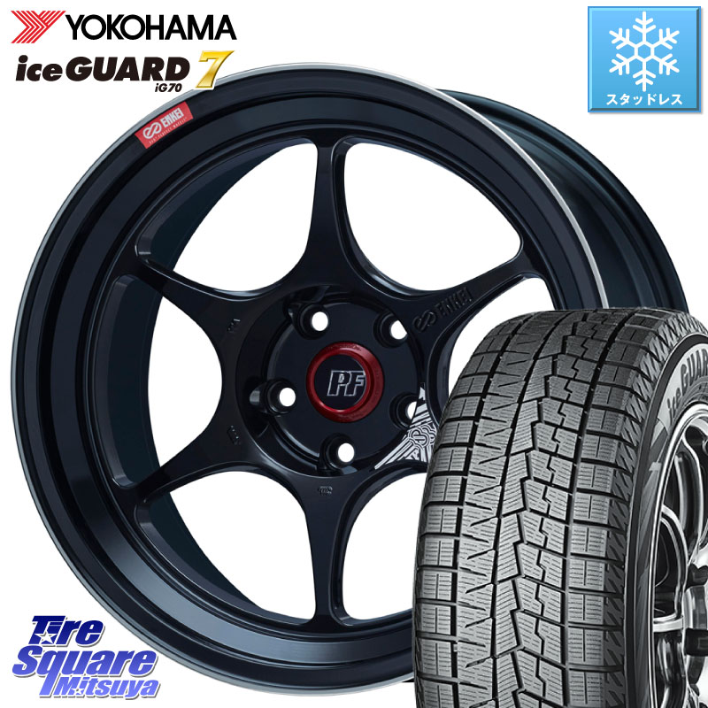 YOKOHAMA R7145 ice GUARD7 IG70 アイスガード スタッドレス ミツヤ 195/55R16ENKEI エンケイ PerformanceLine PF06 BK ホイール 16インチ 16X7.0J 45 5穴 100 プレミオ アリオン|タイヤスクエアミツヤ