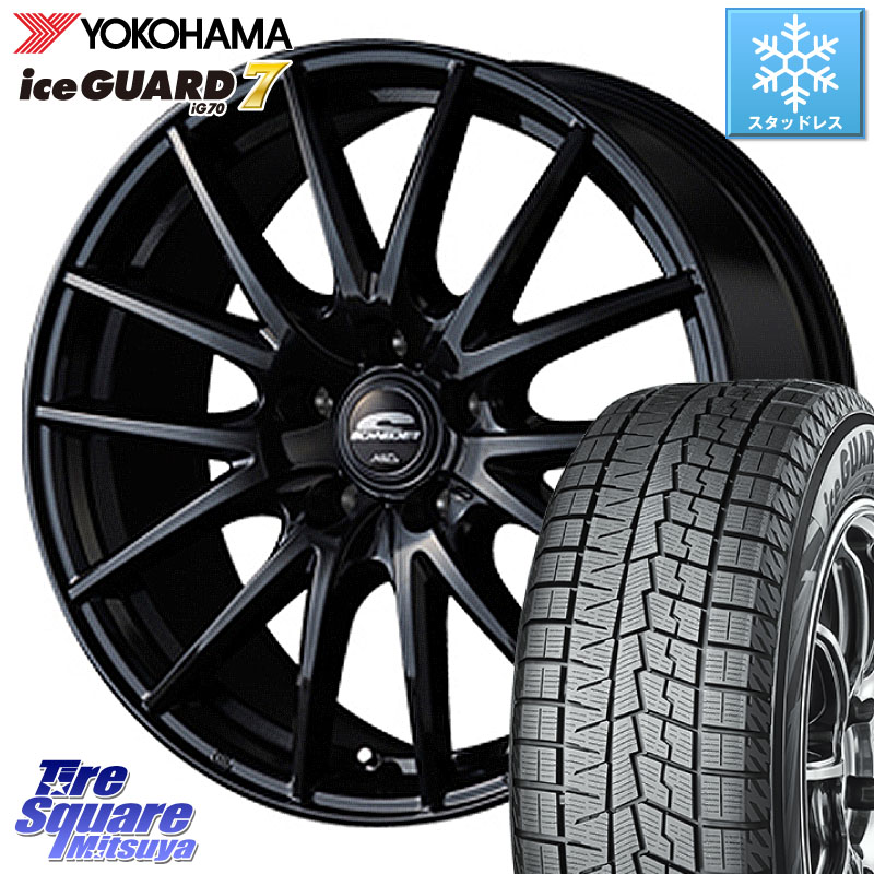 YOKOHAMA R7120 ice GUARD7 IG70 アイスガード スタッドレス ミツヤ 225/45R18 MANARAY MID SCHNEIDER SQ27 ブラック ホイール 18インチ 18 X 8.0J +42 5穴 114.3 プリウスアルファ リーフ