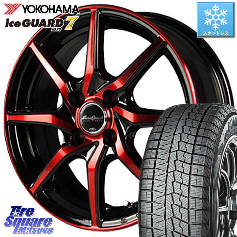 YOKOHAMA R7131 ice GUARD7 IG70 アイスガード スタッドレス ミツヤ 165/60R15MANARAY MID Euro Speed S810 レッド ホイール 15インチ 15X5.5J 45 4穴 100 M900系タンク/ルーミー ミラージュ ダイハツ トールM900S・M910S ジャスティ(M900/910F) ルーミー ハスラー リ｜タイヤスクエアミツヤ