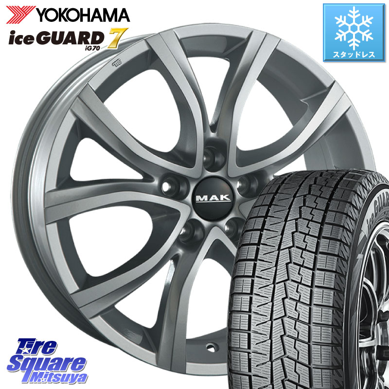 YOKOHAMA R7112 ice GUARD7 IG70 96Q XL アイスガード スタッドレス ミツヤ 205/60R16 阿部商会 MAK ANTIBES ホイール 16インチ 16 X 7.0J(CITROEN BERLINGO YH01) +45 5穴 108 シトロエン ベルランゴ K9CYH01系 フィアット ドブロ Doblo