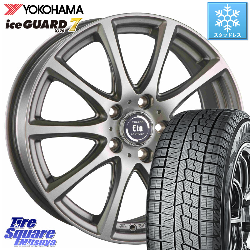 YOKOHAMA R7141 ice GUARD7 IG70 アイスガード スタッドレス ミツヤ 225/55R17 阿部商会 ティラード イータ 17 X 7.0J +53 5穴 114.3 RV系ヴェゼル BN・BL系レガシィ
