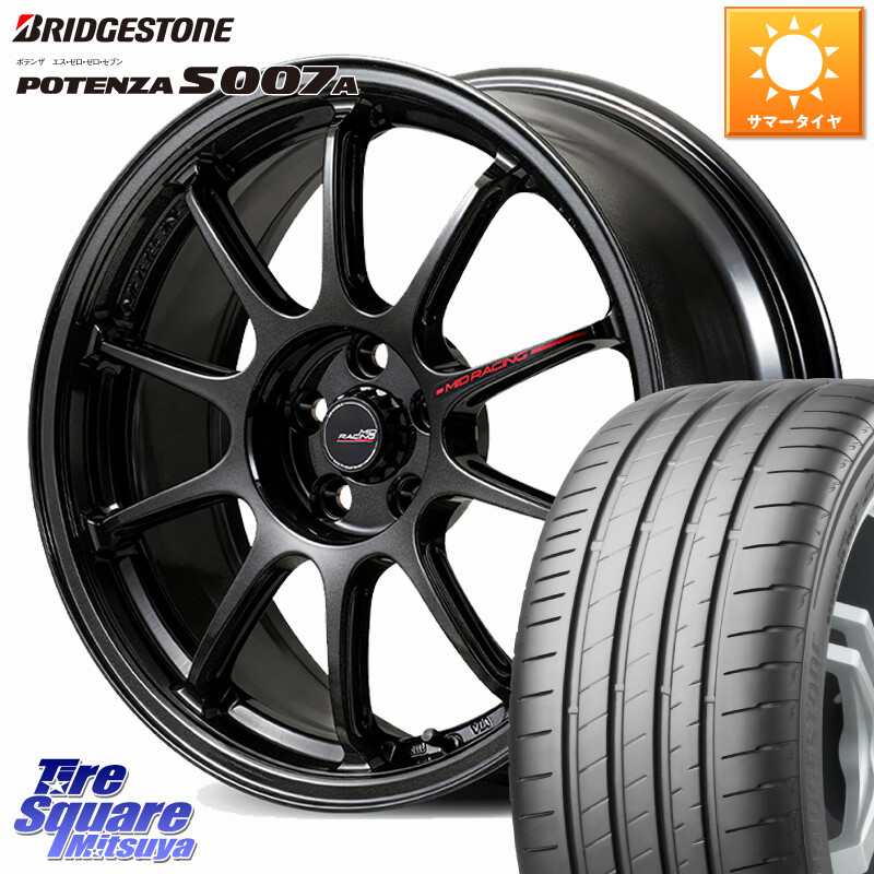 ブリヂストン POTENZA ポテンザ S007A 【正規品】 サマータイヤ 245/40R18MANARAY MID RACING R10 EVO ホイール 18インチ レーシング 18X8.5J(VAB 4POT) 45 5穴 114.3 WRX STI アプライドA-C(ブレンボ4POTキャリパー)対応 インプレッサ WRX｜タイヤスクエアミツヤ