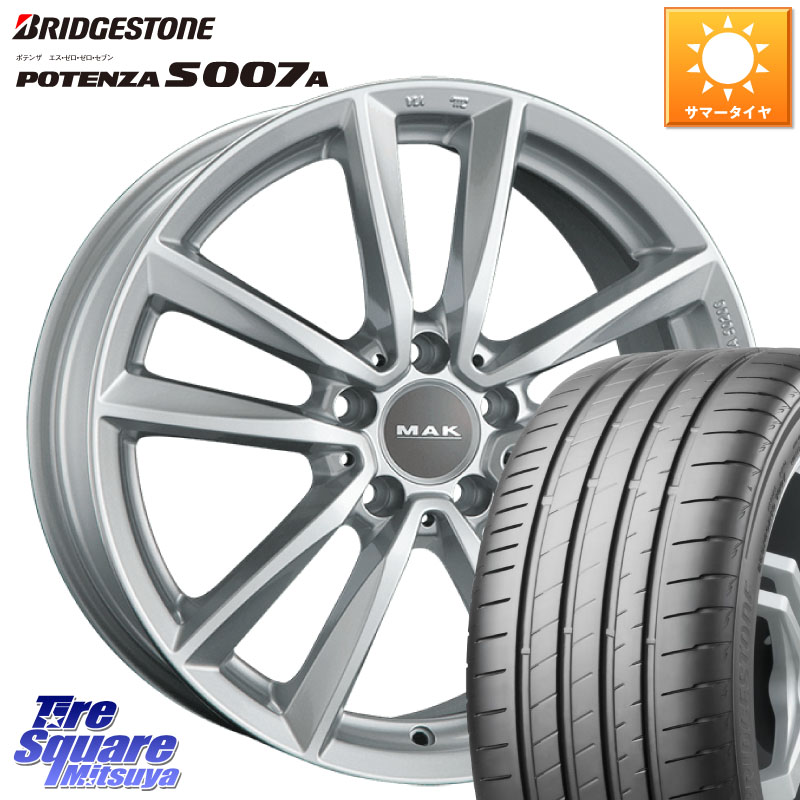 阿部商会 MAK BREMEN ホイール 16インチ 16 X 7.0J(MB W204) +43 5穴 112 ブリヂストン POTENZA S007A 在庫● 2025~2026年製【正規品】ポテンザ サマータイヤ 205/55R16 メルセデスベンツ Cクラス（W204）