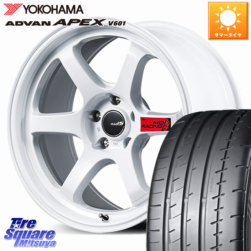 YOKOHAMA R5565 ADVAN APEX V601 ヨコハマ 265/35R18MANARAY 【欠品次回8月下-9月上旬予定】MID RACING R06 14R球面座ナット専用 ホイール 18インチ 18X9.5J(FL) 60 5穴 120 FL5シビックTypeRブレンボキャリパー対応|タイヤスクエアミツヤ