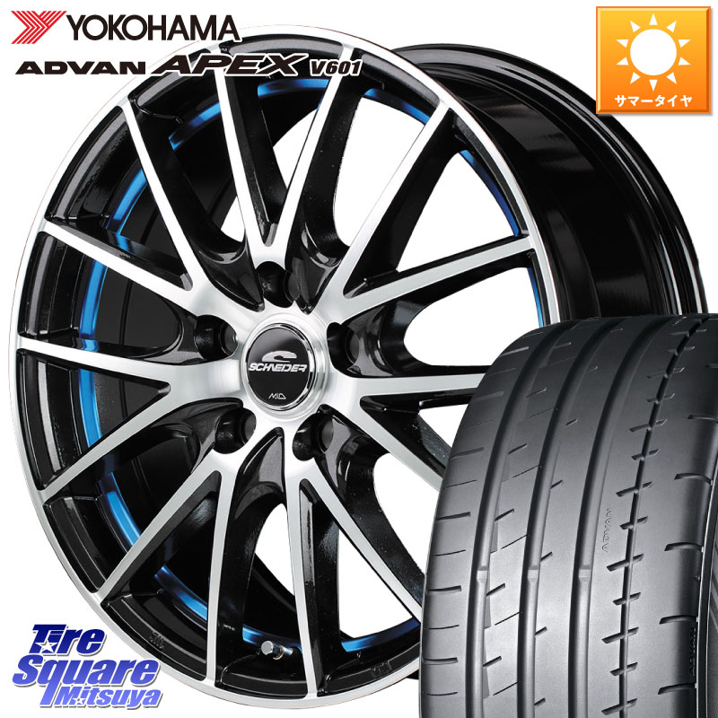 MANARAY MID SCHNEIDER シュナイダー RX27 RX-27 ホイール 4本 17インチ 17 X 7.0J +48 5穴 114.3 YOKOHAMA R5549 ADVAN APEX V601 ヨコハマ 225/45R17