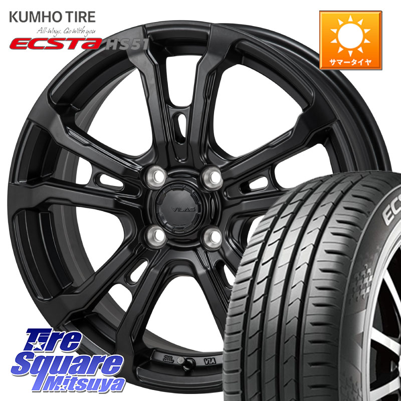 MONZA HI-BLOCK VILAS 16インチ 16 X 6.0J +42 4穴 100 KUMHO ECSTA HS51 エクスタ サマータイヤ 165/50R16 ミラージュ