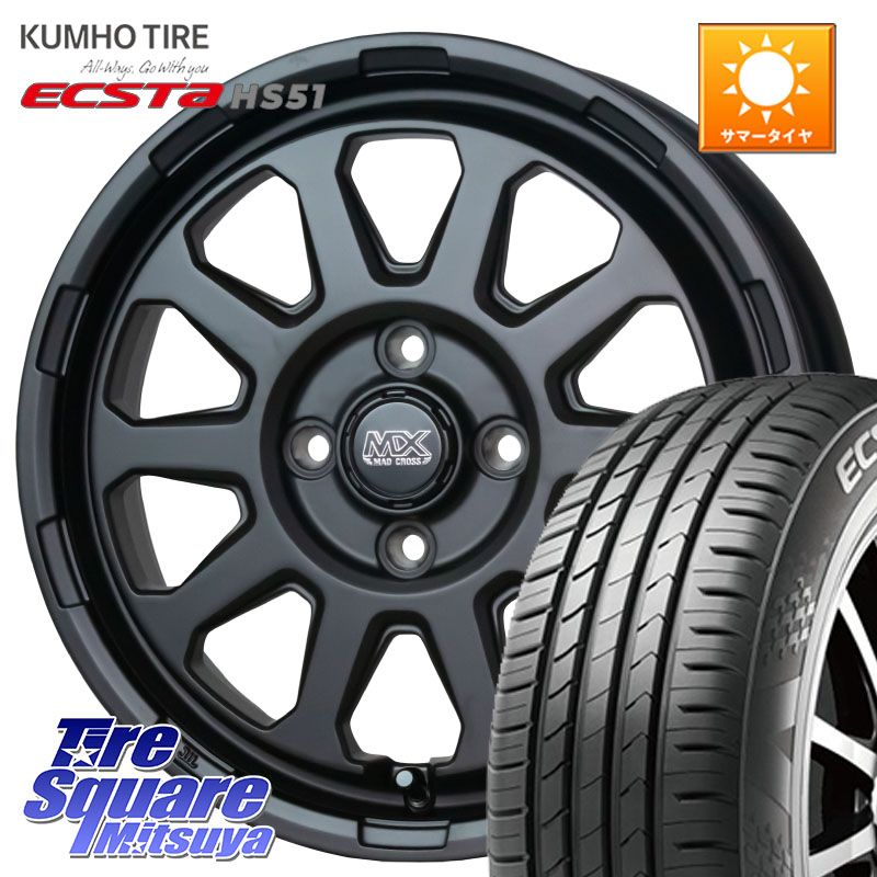 HotStuff マッドクロス レンジャー ブラック 4H ホイール 15インチ 15 X 4.5J +45 4穴 100 KUMHO ECSTA HS51 エクスタ サマータイヤ 165/50R15