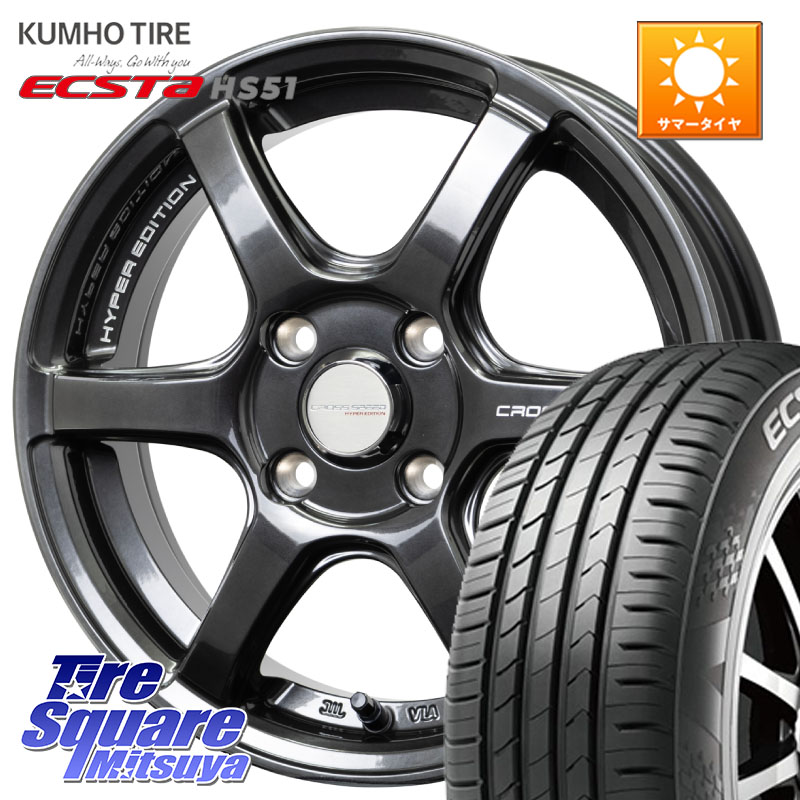 HotStuff クロススピード RS6 軽量ホイール 15インチ 15 X 4.5J +45 4穴 100 KUMHO ECSTA HS51 エクスタ サマータイヤ 165/50R15