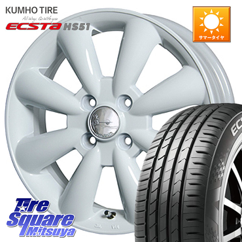 HotStuff ララパーム KC-8 lala Palm KC8 WH ホイール 15インチ 15 X 5.0J +45 4穴 100 KUMHO ECSTA HS51 エクスタ サマータイヤ 165/50R15