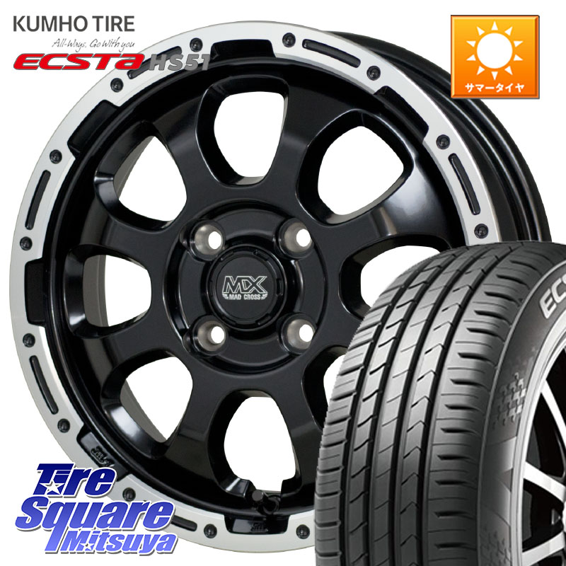 HotStuff マッドクロス GRACE グレイス BK 4H ホイール 15インチ 15 X 4.5J +45 4穴 100 KUMHO ECSTA HS51 エクスタ サマータイヤ 165/50R15