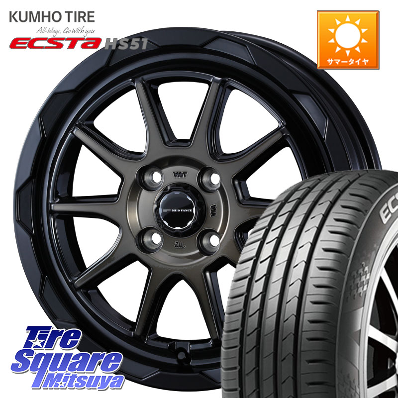 KUMHO ECSTA HS51 エクスタ サマータイヤ 165/50R16WEDS マッドヴァンス06 MUD VANCE 06 ウエッズ 16インチ 16X6.0J 40 4穴 100 M900系タンク/ルーミー ミラージュ ダイハツ トールM900S・M910S ジャスティ(M900/910F) ルーミー｜タイヤスクエアミツヤ