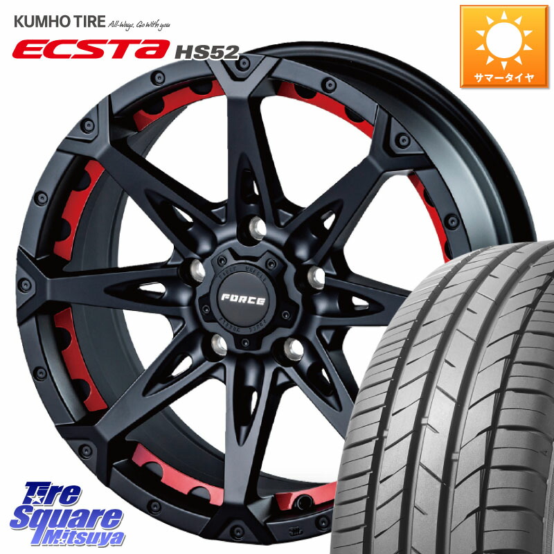 FORCE フォース DENALI デナリー BK 17インチ 17 X 7.5J +38 5穴 114.3 KUMHO ECSTA HS52 エクスタ サマータイヤ 215/60R17 10系カローラクロス 20系アルファード