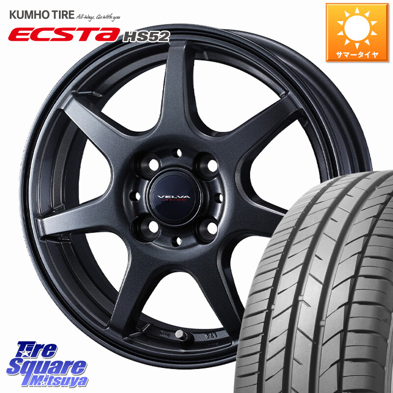 KUMHO ECSTA HS52 エクスタ サマータイヤ 195/45R16WEDS VELVA WONDER ヴェルヴァワンダー ホイール 16インチ 16X6.0J 40 4穴 100 M900系タンク/ルーミー SuperONE E11ノート ダイハツ トールM900S・M910S ジャスティ(M900/910F) プロボックス サクシード デミオ DEMIO｜タイヤスクエアミツヤ