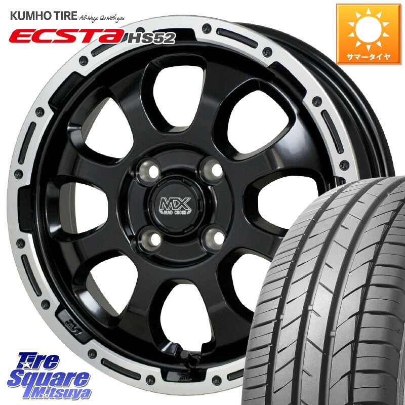 HotStuff マッドクロス GRACE グレイス BK 4H 在庫● ホイール 16インチ ★サマーセール★ 16 X 6.0J +42 4穴 100 KUMHO ECSTA HS52 エクスタ サマータイヤ 205/55R16 E13オーラ