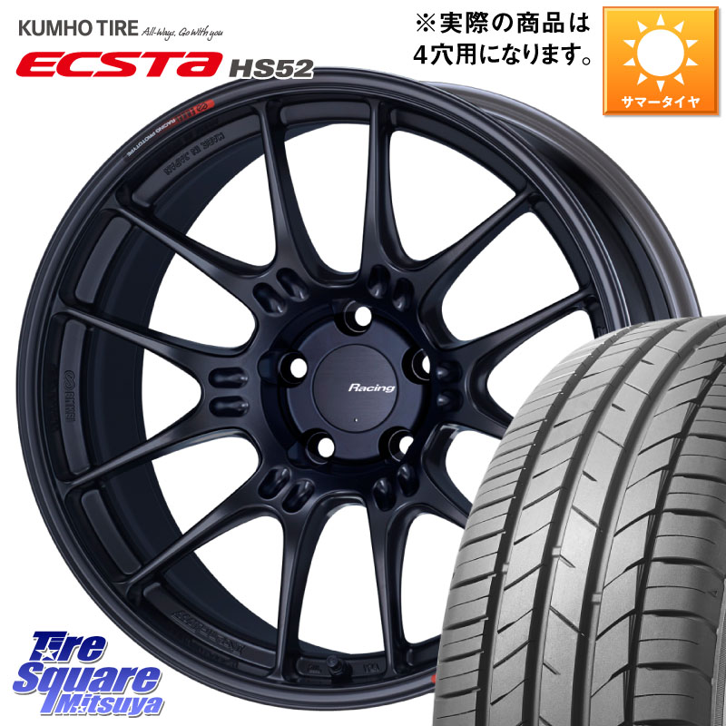 KUMHO ECSTA HS52 エクスタ サマータイヤ 195/45R17ENKEI エンケイ RACING GTC02 BK ホイール 17インチ 17X7.5J 35 4穴 100 ロードスター(ローダウン等) ヤリス カスタム前提｜タイヤスクエアミツヤ
