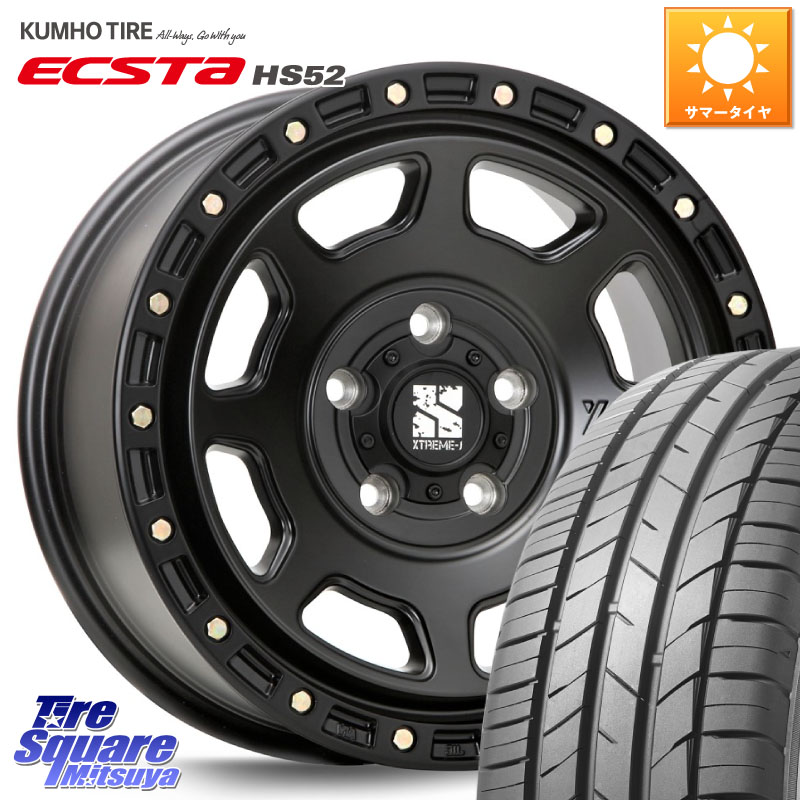 KUMHO ECSTA HS52 エクスタ サマータイヤ 205/55R16MLJ XJ07 XTREME-J BK 16インチ エクストリームJ 16X7.0J 35 5穴 114.3 GRヤリスRSノーマルキャリパー｜タイヤスクエアミツヤ