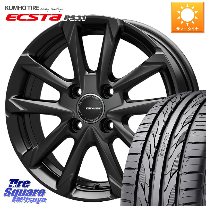KUMHO ECSTA PS31 エクスタ サマータイヤ 205/55R16KOSEI QGC600B QRASIZ GC36F クレイシズ ホイール 16インチ 16X6.0J 40 4穴 100 E13オーラ アクア|タイヤスクエアミツヤ