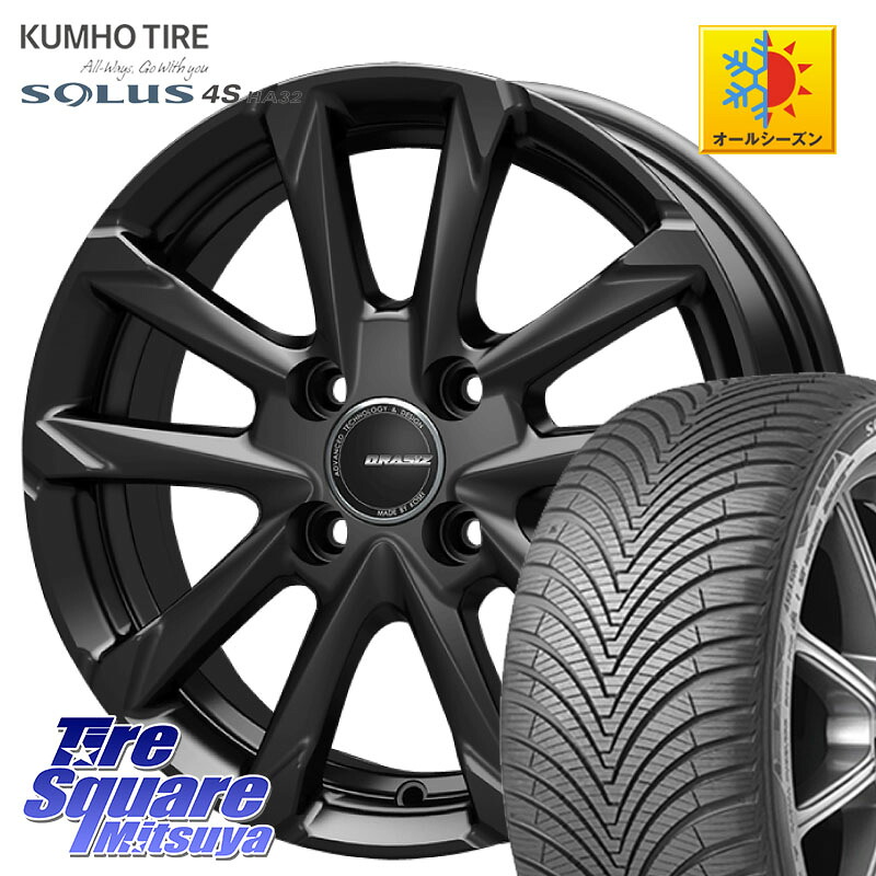 KUMHO SOLUS 4S HA32 ソルウス オールシーズンタイヤ 195/65R15 KOSEI QGC511B QRASIZ GC36F クレイシズ ホイール 15インチ 15 X 5.5J +50 4穴 100 E13ノートクロスオーバー