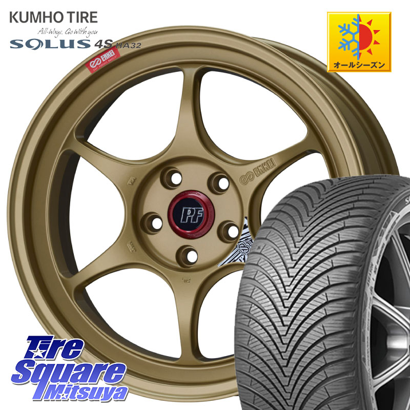 KUMHO SOLUS 4S HA32 ソルウス オールシーズンタイヤ 205/55R17ENKEI エンケイ PerformanceLine PF06 ホイール 17インチ 17X7.5J 45 5穴 100 レガシー レガシィ ワゴン｜タイヤスクエアミツヤ 112,815円