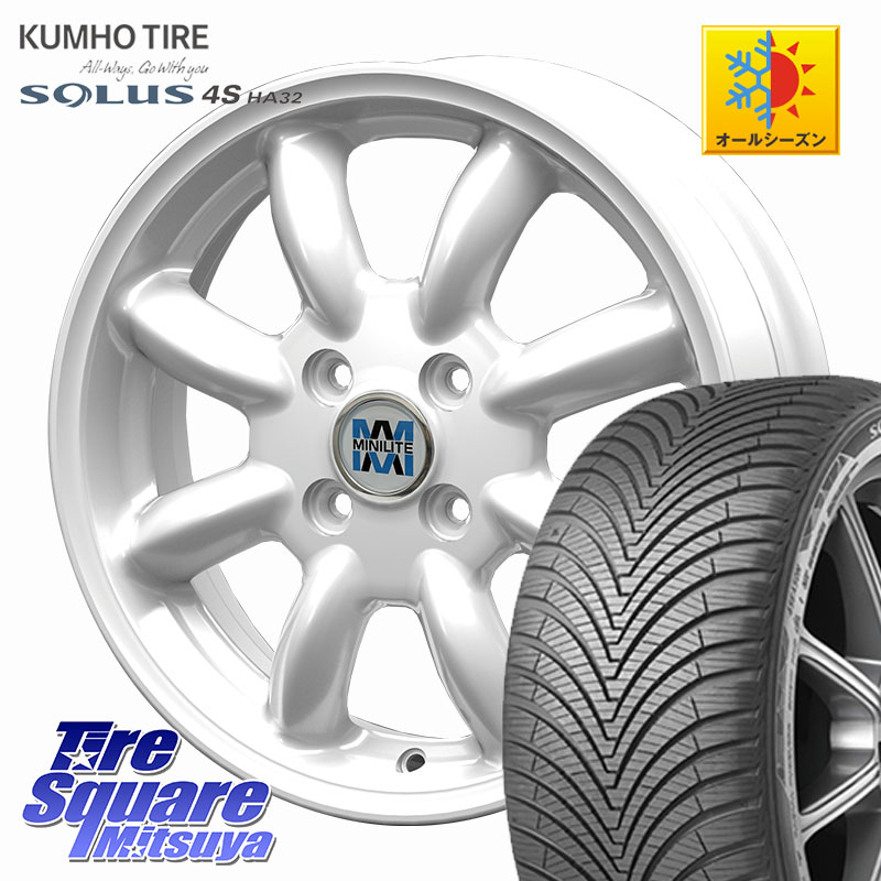 KUMHO SOLUS 4S HA32 ソルウス オールシーズンタイヤ 165/70R14KOSEI MINILITE ホワイト ホイール 14インチ ミニライト 14X4.5J 45 4穴 100 Mx27/37/47Sソリオ・MB37SデリカD2 ハスラー MAx6S系ソリオ デリカD:2 D2 Kei ラピュタ ハスラー リフトアップ等カスタム フレ｜タイヤスクエアミツヤ 75,422円