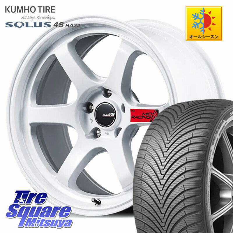 KUMHO SOLUS 4S HA32 ソルウス オールシーズンタイヤ 215/50R18MANARAY MID RACING R06 ホイール 18インチ 18X7.5J 48 5穴 100|タイヤスクエアミツヤ