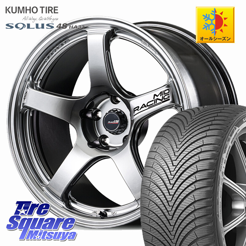 KUMHO SOLUS 4S HA32 ソルウス オールシーズンタイヤ 225/55R17MANARAY MID RACING R50 EVO ホイール 17インチ 17X7.5J 48 5穴 114.3 MAZDA6|タイヤスクエアミツヤ