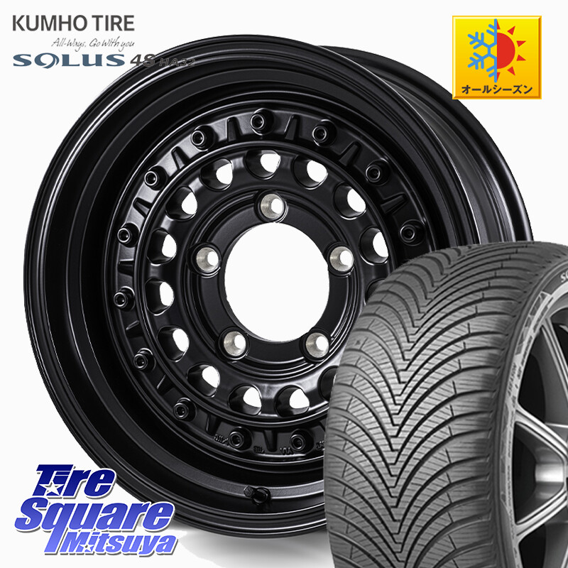 KUMHO SOLUS 4S HA32 ソルウス オールシーズンタイヤ 215/65R16MONZA HI-BLOCK TARMOR ※インセット-5 ホイール 16インチ 16X6.0J 0 5穴 139.7 ジムニー専用(要オーバーフェンダー等) ジムニ&minus;シエラ/ノマド(カスタム) AZオフロード カスタムサイズ｜タイヤスクエアミツヤ