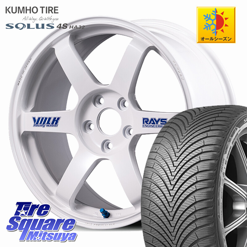 KUMHO SOLUS 4S HA32 ソルウス オールシーズンタイヤ 235/55R18RAYS VOLK RACING TE37 SAGA S-plus 30th STICKER Ver ホイール 18インチ 18X8.0J 45 5穴 114.3 T32エクストレイル CX-5 CX-8 ヴァンガード NX レクサス ハリアー|タイヤスクエアミツヤ