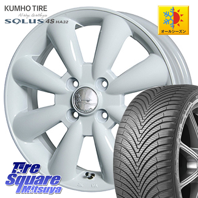 KUMHO SOLUS 4S HA32 ソルウス オールシーズンタイヤ 175/65R15 HotStuff ララパーム KC-8 lala Palm KC8 WH ホイール 15インチ 15 X 5.0J +45 4穴 100