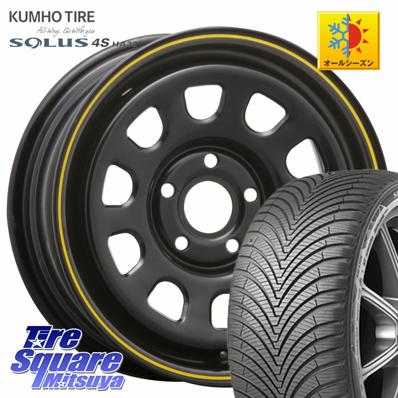 KUMHO SOLUS 4S HA32 ソルウス オールシーズンタイヤ 195/65R15 MLJ デイトナ SS DAYTONA YE ホイール 15インチ カングー 15 X 6.0J(RENAUT KANGOO KW) +30 5穴 108 ルノー カングー2 KW系 ルノー カングービボップ KW系