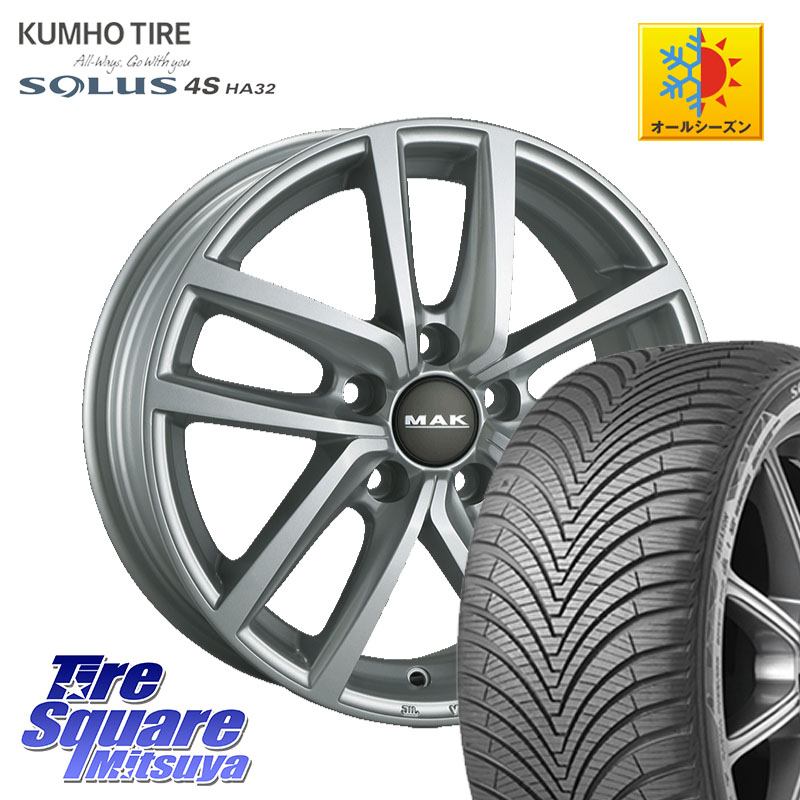 KUMHO SOLUS 4S HA32 ソルウス オールシーズンタイヤ 225/55R17 阿部商会 MAK DRESDEN ホイール 17インチ 17 X 7.0J(VW PASSATALLTRACK 3CD) +40 5穴 112 フォルクスワーゲン パサート オールトラック