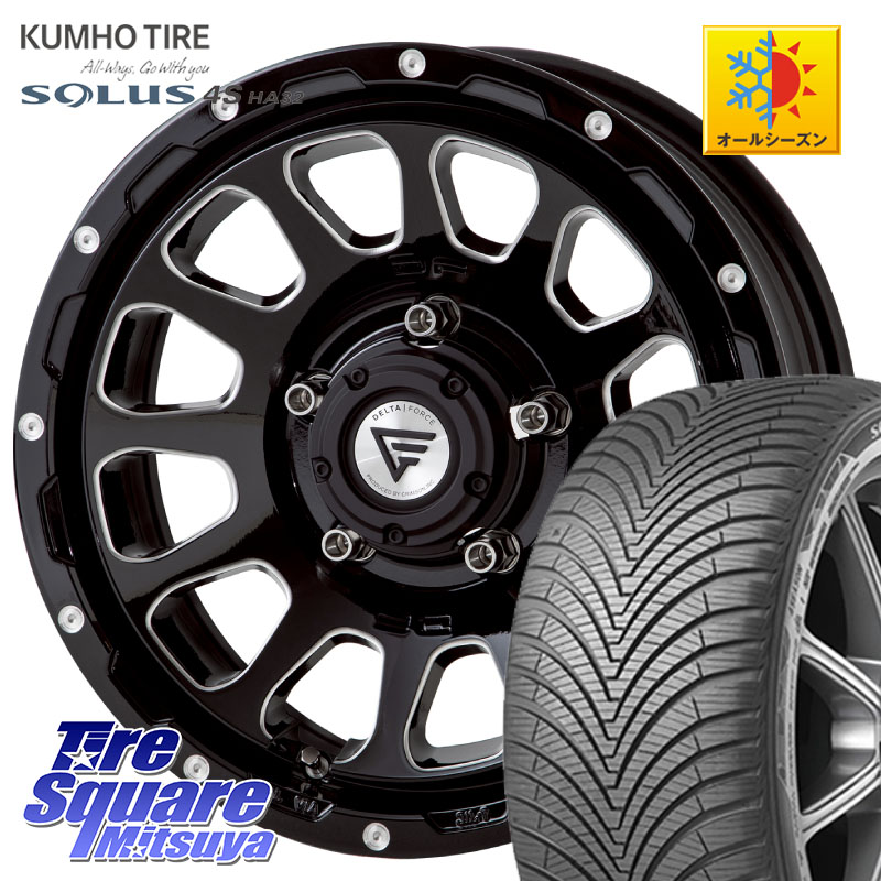 KUMHO SOLUS 4S HA32 ソルウス オールシーズンタイヤ 215/65R16 DELTA FORCE デルタフォース オーバル シエラ専用 インセット-5 16インチ 16 X 6.0J +0 5穴 139.7 ジムニー専用(要オーバーフェンダー等) ジムニ－シエラ・ノマド(カスタム)