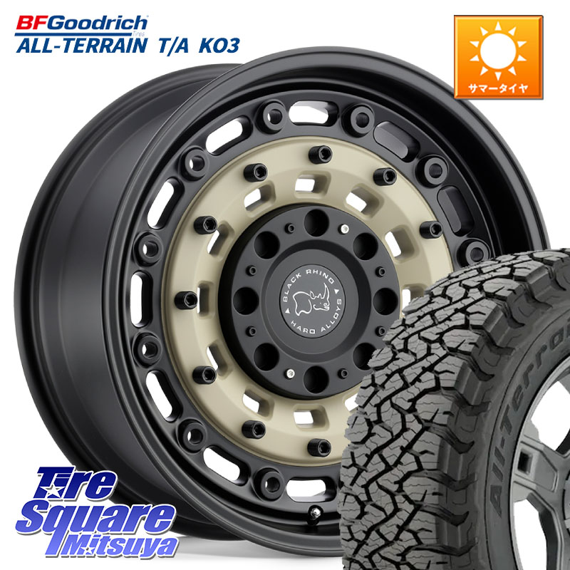 BF Goodrich All-Terrain TA KO3オールテレーン グッドリッチ T/A ブラックウォール 305/65R18BLACK RHINO ARSENAL SANDBLACK ブラックライノ アーセナル 18インチ ブラックライノ 18X8.0J 30 5穴 127 クライスラー ジープ ラングラー JK系 クライスラー ジープ ラング｜タイヤスクエアミツヤ