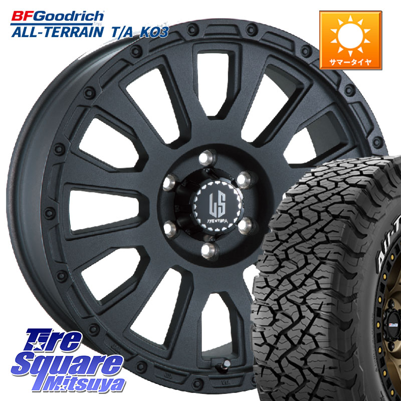 BF Goodrich All-Terrain TA KO3オールテレーン グッドリッチ T/A ホワイトレター 275/70R17阿部商会 LA STRADA AVENTURA アヴェンチュラ BK 17インチ 17X8.0J 20 6穴 139.7 ランドクルーザー プラド カスタムサイズ FJクルーザー｜タイヤスクエアミツヤ