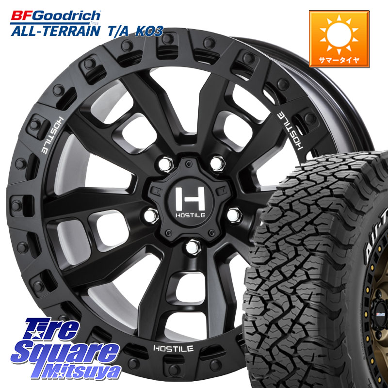 HOSTILE H130 CRANDON クランドン ASP ホイール 17インチ 17 X 9.0J +0 5穴 127 BF Goodrich All-Terrain TA KO3オールテレーン グッドリッチ T/A ホワイトレター 37X/12.50R17 クライスラー ジープ ラングラー JK系 クライスラー ジープ ラングラー JL系