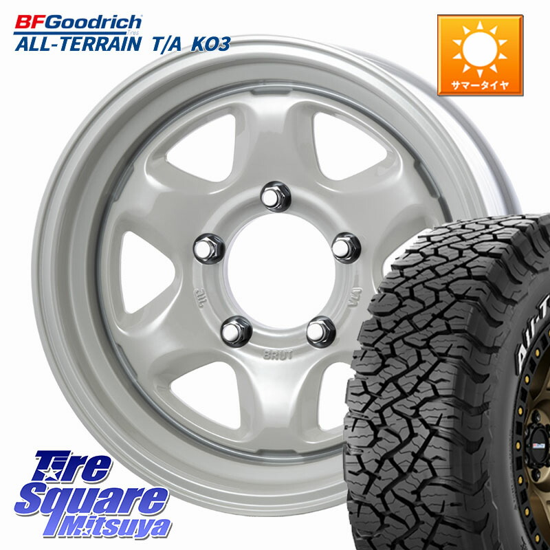 BF Goodrich All-Terrain TA KO3 在庫● オールテレーン グッドリッチ T/A ホワイトレター 225/70R16BRUT ブルート BR-44 BR44 ホイール 16インチ 16X6.5J 0 5穴 139.7 ジムニー専用(要リフトアップ/オーバーフェンダー等) ジムニ−シエラ/ノマド(カスタム) AZオフロー|タイヤスクエアミツヤ