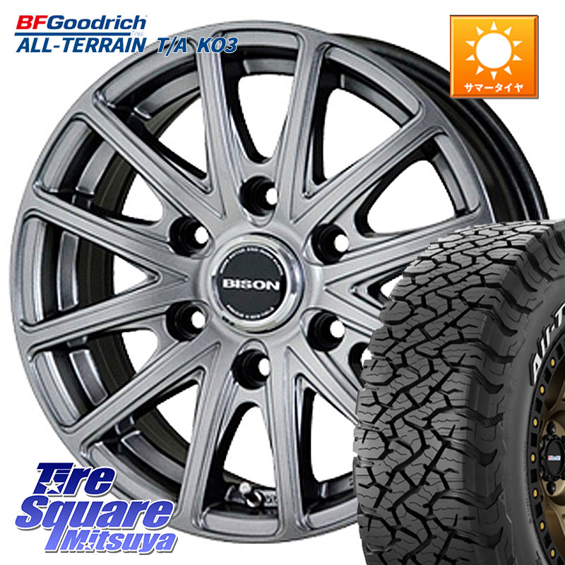 BF Goodrich All-Terrain TA KO3オールテレーン グッドリッチ T/A ホワイトレター 195/80R15 107*105HotStuff BISON バイソン BN-01 BN01 ホイール 15インチ 15X6.0J 33 6穴 139.7 200系ハイエース｜タイヤスクエアミツヤ