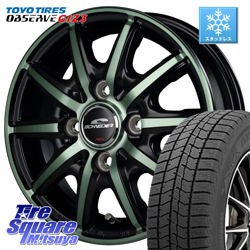 TOYO OBSERVE GIZ3 2024年～2025年製 オブザーブ ギズ3 スタッドレス ミツヤ 155/65R14 MANARAY MID SCHNEIDER RX10-K GREEN 14インチ 14 X 4.5J +45 4穴 100 N-BOX デリカミニ2WD タント スペーシア サクラ ハイゼット アゲトラCustom車用※軽自動車専用ホイール※
