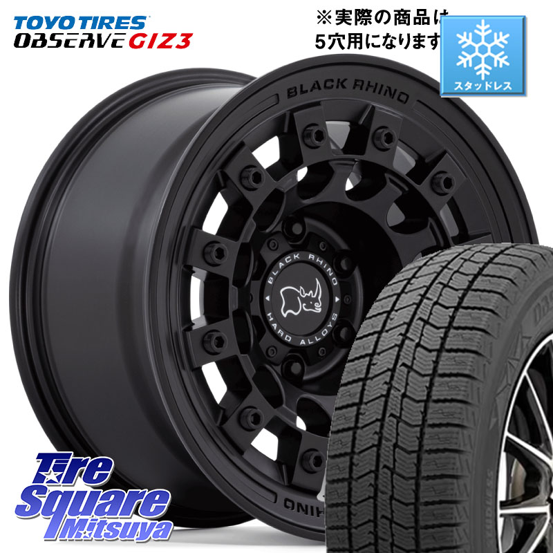 TOYO OBSERVE GIZ3 2024年～2025年製 オブザーブ ギズ3 スタッドレス ミツヤ 225/50R17BLACK RHINO FUJI フジ MB ホイール 17インチ ブラックライノ 17X8.0J 38 5穴 114.3｜タイヤスクエアミツヤ