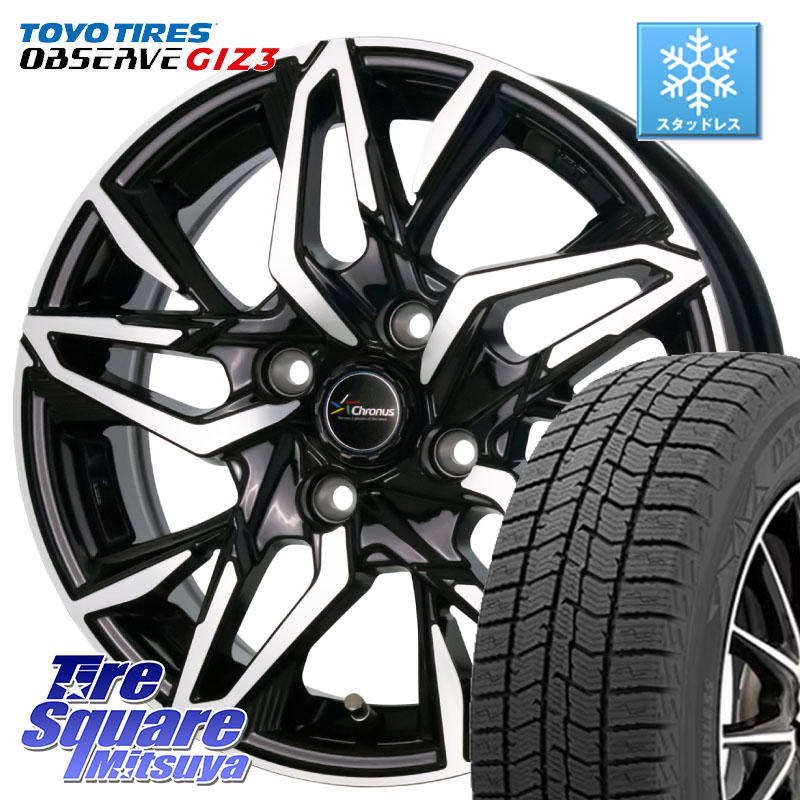 TOYO OBSERVE GIZ3 2024年～2025年製 オブザーブ ギズ3 スタッドレス ミツヤ 155/65R14 HotStuff Chronus CH-112 クロノス CH112 ホイール 14インチ 14 X 4.5J +45 4穴 100 N-BOX デリカミニ2WD タント スペーシア サクラ ハイゼット アゲトラCustom車用※軽自動車専用