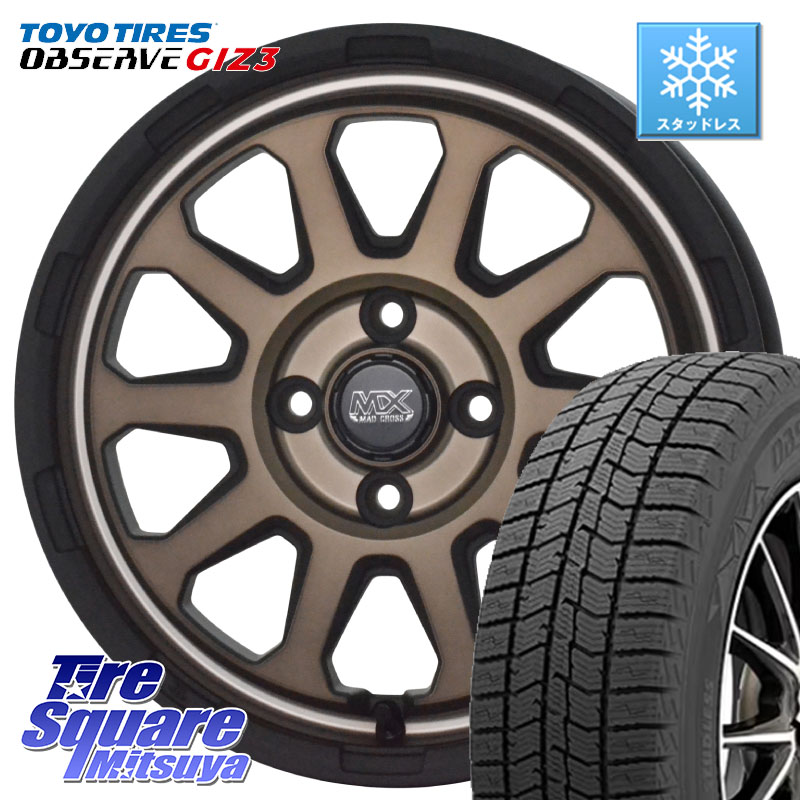 TOYO OBSERVE GIZ3 2024年製～ オブザーブ ギズ3 スタッドレス ミツヤ 165/55R14 HotStuff マッドクロス レンジャー ブロンズ ホイール 14インチ 14 X 4.5J +45 4穴 100 ハイゼット アゲトラCustom車用※軽自動車専用ホイール※